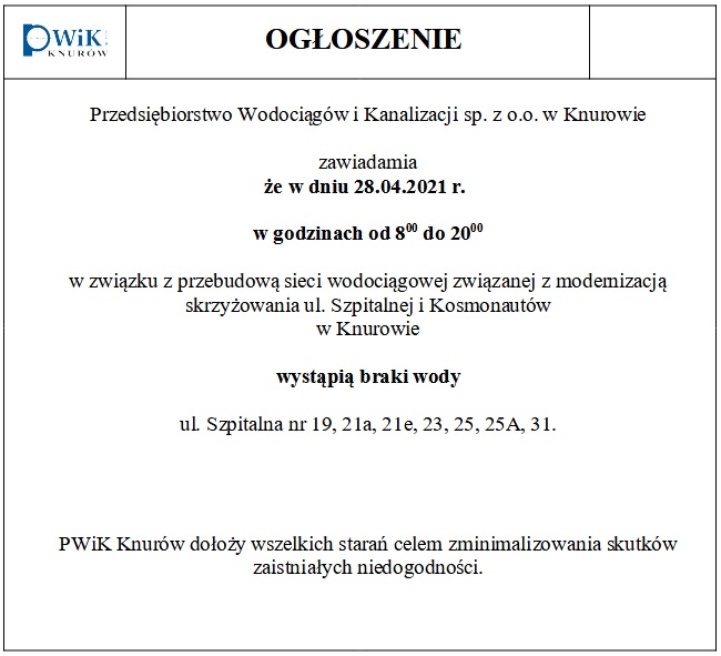 ogłoszenie PWIK